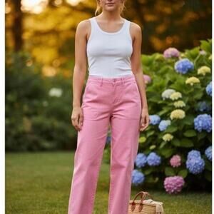J.Crew Garment Dyed Foundry Pant 8P 100% Cotton Bubblegum Pink Barbiecore